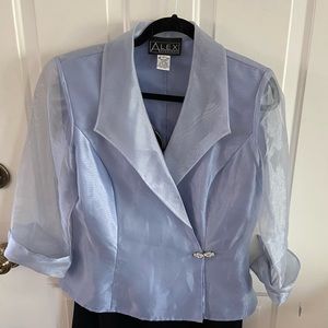 Alex Evening periwinkle taffeta dinner jacket.